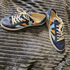 Navy and Orange Women's SOLUDOS Chill Out Sneakers